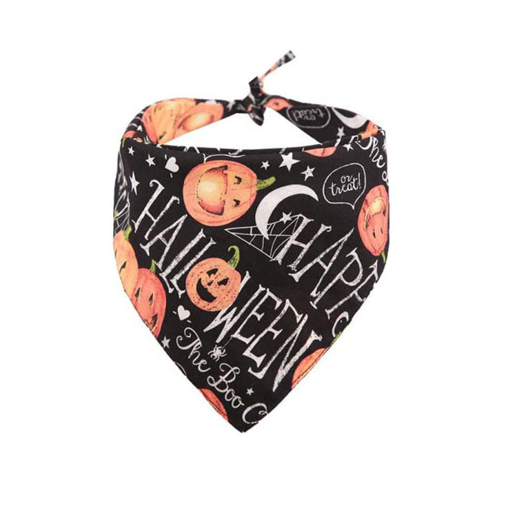 Halloween Dog Bandana Pumpkin Double-sided Triangle Scarf Accessories