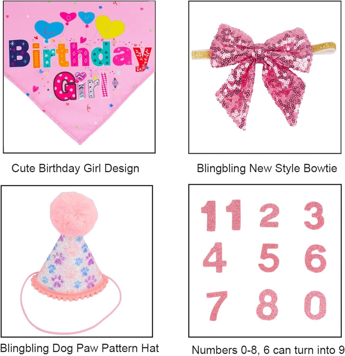 Dog Birthday Party Supplies Boy Girl Dog Birthday Hat With Numbers Dog Puppy Birthday Bandana Hat Bow  Puppy Birthday Hat