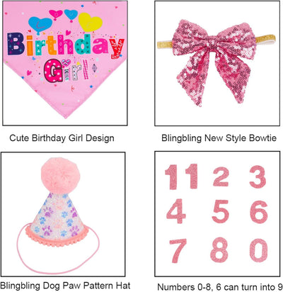 Dog Birthday Party Supplies Boy Girl Dog Birthday Hat With Numbers Dog Puppy Birthday Bandana Hat Bow  Puppy Birthday Hat