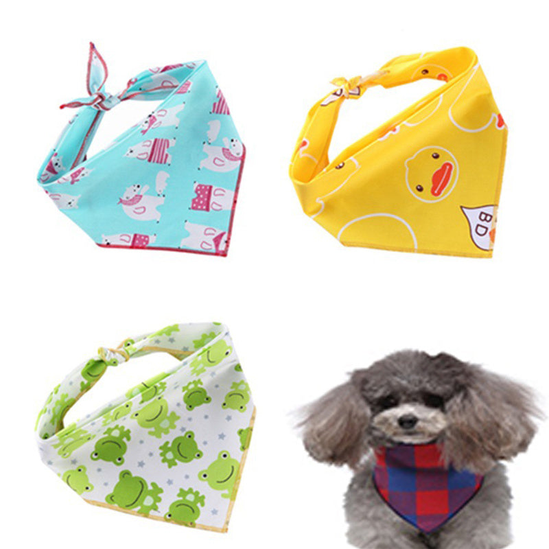 Adjustable Dog Bandana Cotton Pet Neckerchief Cat Triangle Scarf Soft Saliva Towel Small Medium Large Dog Accessories