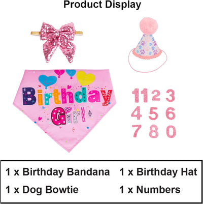 Dog Birthday Party Supplies Boy Girl Dog Birthday Hat With Numbers Dog Puppy Birthday Bandana Hat Bow  Puppy Birthday Hat